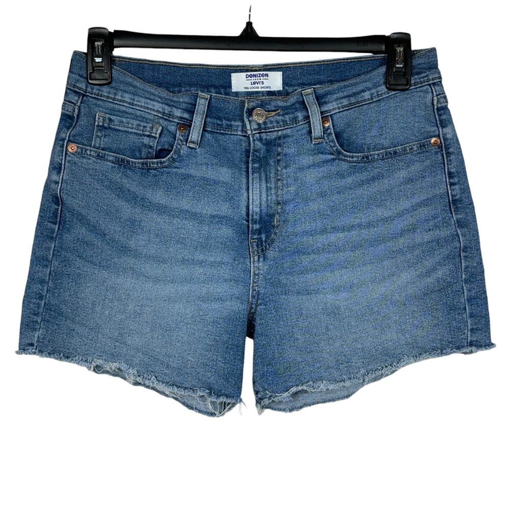 Denizen Levi’s SZ 6 '90s Loose Jean Shorts Hi-Rise Frayed Hems Zip-Fly Stretch